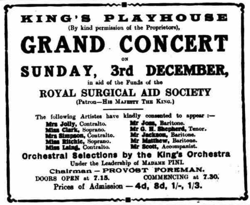Advertisement: ‘Grand Concert’, Montrose Review, 24 November 1922, p. 1.