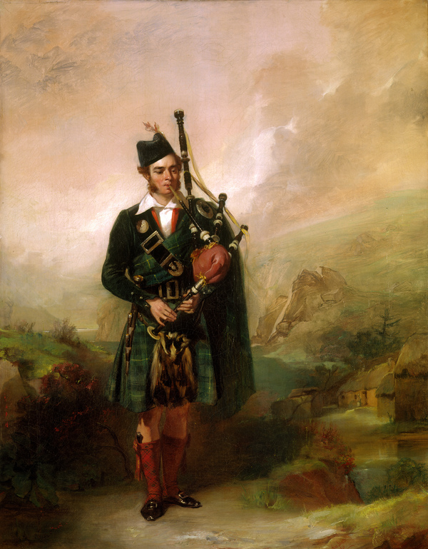 Alexander Johnston's painting of Angus Mackay, 1813-1859, Piper to Queen Victoria, 1843-1854, 1840, oil on canvas, National Galleries of Scotland, PG2675. Image licensed under Creative Commons CC by NC, photography by Antonia Reeve.