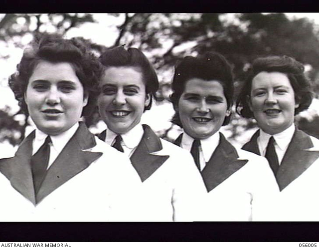 Group portrait of four WRANS Stewardesses in World War Two