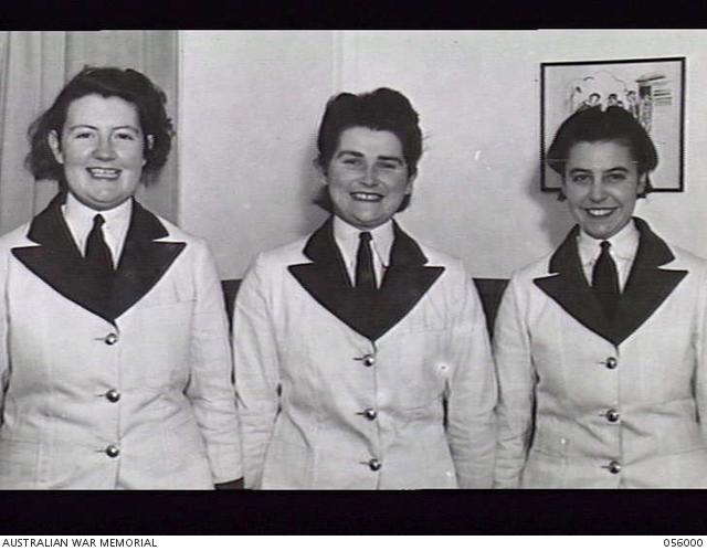 Group portrait of three WRANS Stewardesses in World War Two
