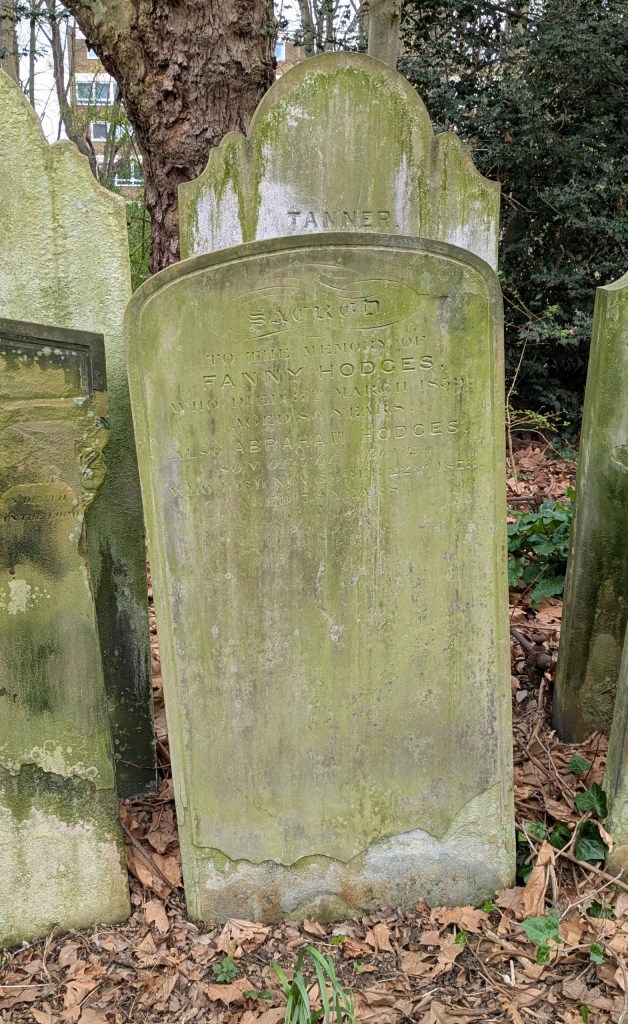 Photograph of the gravestone of Fanny Hodges [Hodge] nee Horn, Tower Hamlets Cemetery