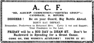 Advertisement for a World War Two fundraising event for a competition called Mr Albury 